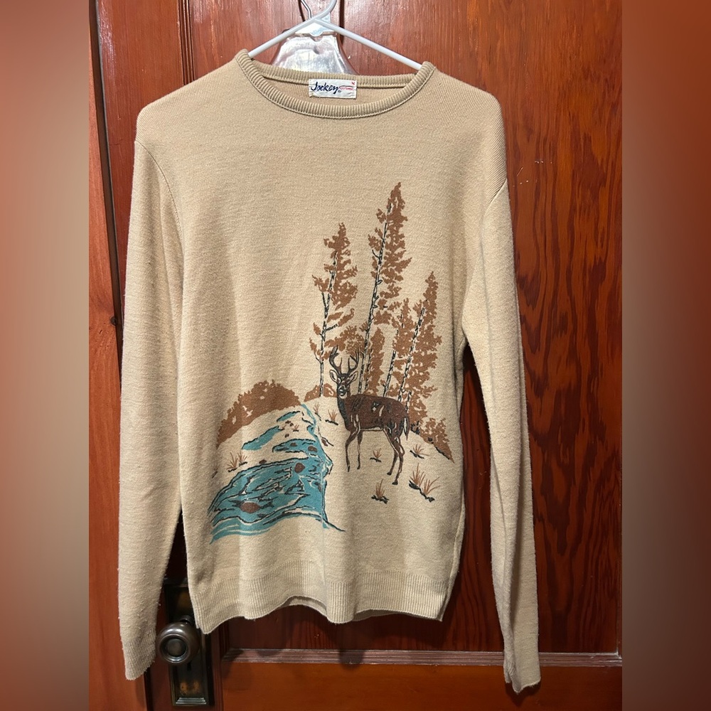 Vintage Sears deer nature sweater Jockey